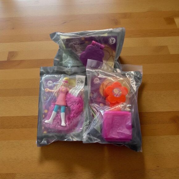 Vintage 3 Piece Polly Pockets Burger King Kids Meal Toys B8 - Picture 1 of 2